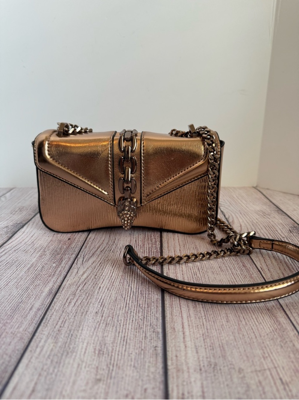 ALDO Lidiax Metallic Gold Snake Design Crossbody NWT